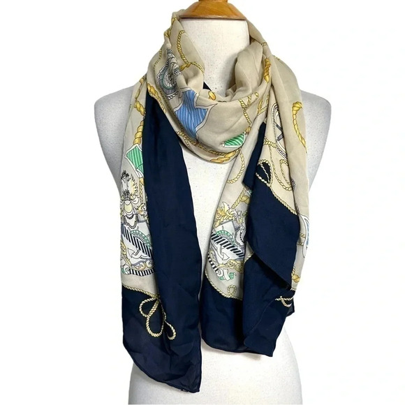 Nautica‎ emblem crest rope 56x72 nautical coastal scarf - Picture 1 of 6